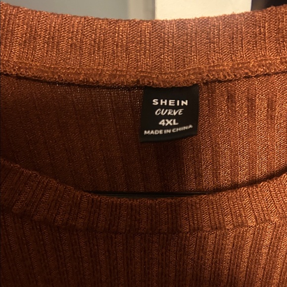 SHEIN Rust Ribbed Blouse with Button Details - Picture 2 of 2
